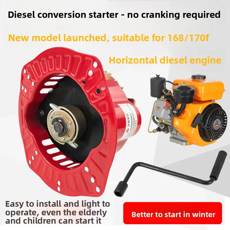 168 170 Horizontal Diesel Engine Water Pump Parts Collection, Pull-free Starter, Hand-cranked Easy Starter