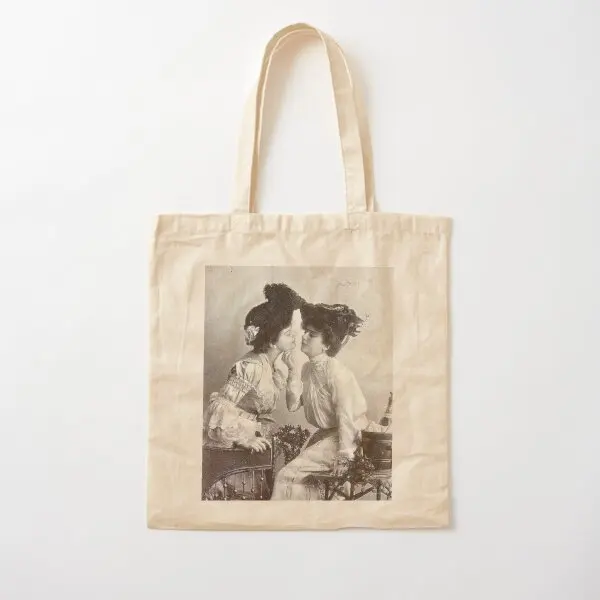 Victorian Kiss Cotton  Canvas Bag Women Unisex Foldable Printed Ladies Fashion Designer Shoulder Bag Reusable Grocery Shopper