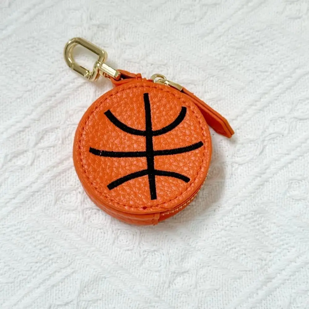 Funny PU Leather Mini Coin Bag Creative Basketball Sport Ball Pendant Rugby Football Keychain Coin Purse Daily Use