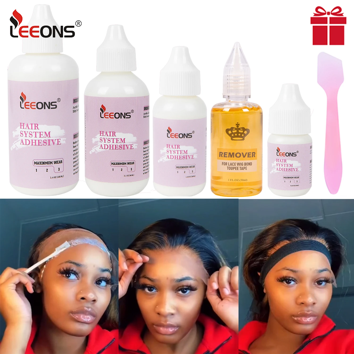 

Leeons New Extra Strong Glue And Remover Sets For Hair Invisible Bonding Glue For Lace Front Wigs Frontal Toupee Hair Extension