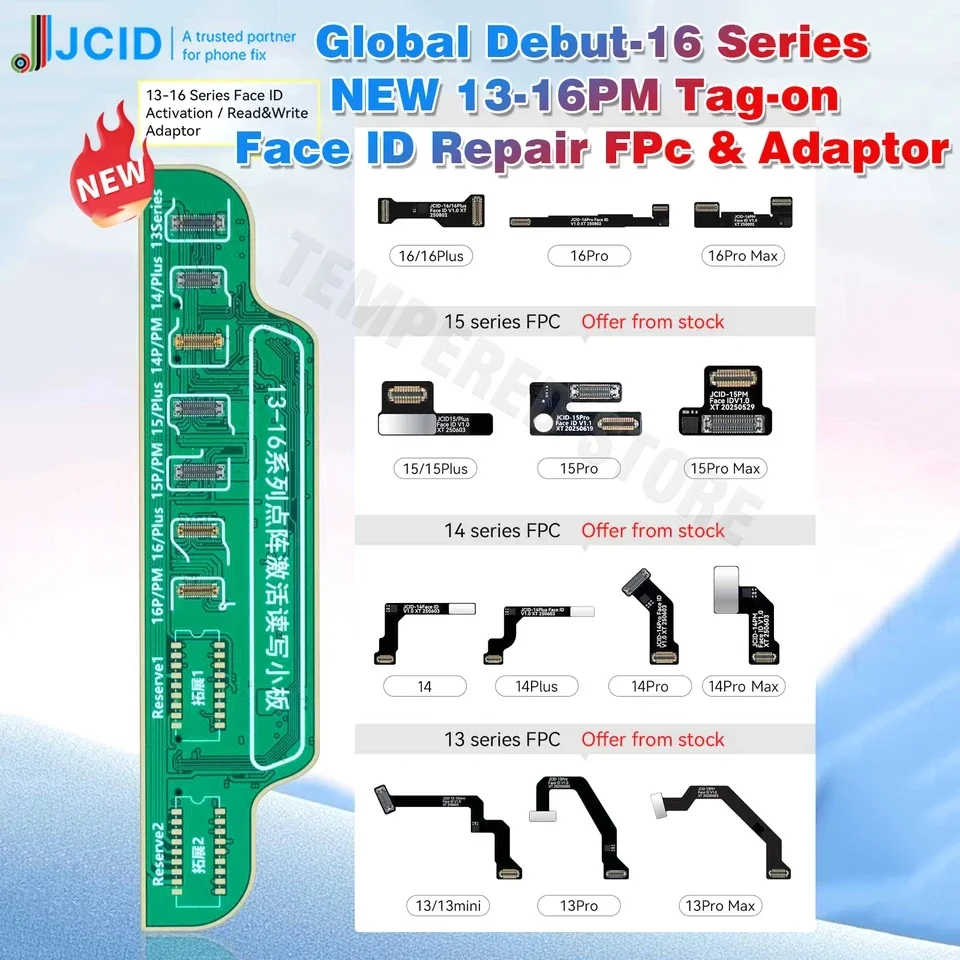 JCID Tag-ON Flex Cable Non-removal Face ID Repair FPC for X-16PM Dot Matrix Read&Write Data Without Soldering tools sets