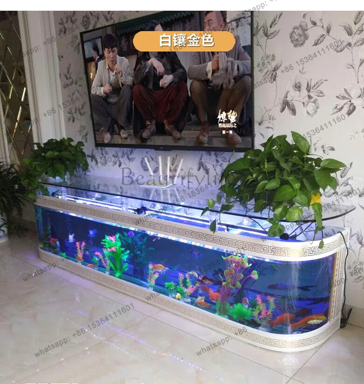 European TV cabinet fish tank aquarium creative ecological glass living room household water-free goldfish tank