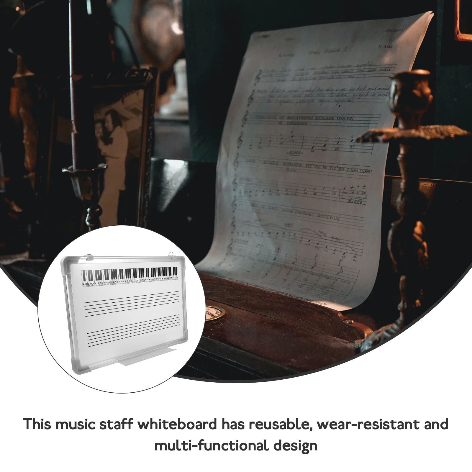 1Pc Double Sided Music Whiteboard Staff Dry Erase Board Teaching Aid Musical Notes Write Whiteboard School Educational Tool