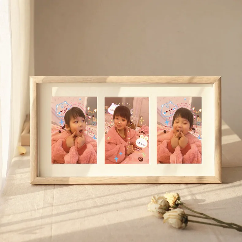 3D Hollow Wedding Photo Frame Combination Stand Wall Hanging 6 Inch Rectangle Density Board Photo Frame Simple Style Home Decor