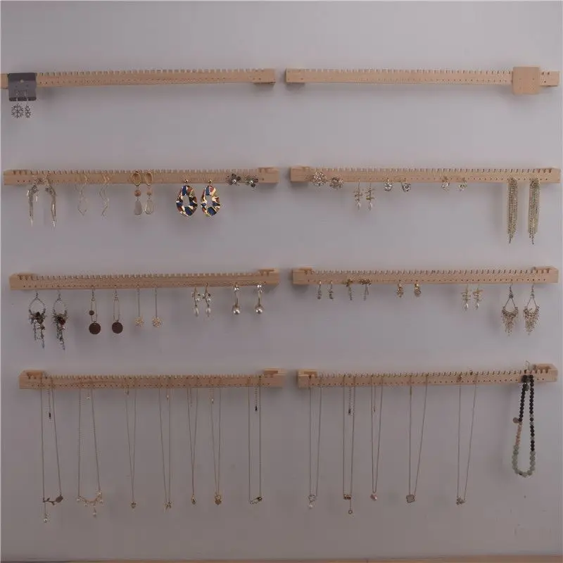 An der Wand montierter Schmuckständer für Halskette, Schmuck, hängendes Aufbewahrungsregal für Ohrringe, Holzarmband-Displayhalter