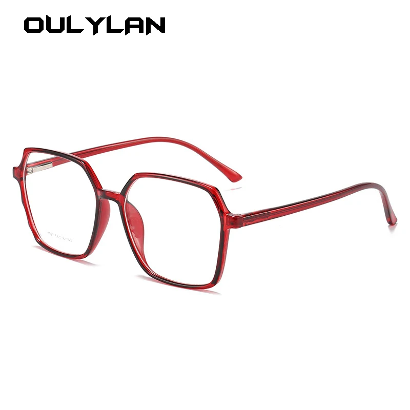 OULYLAN 2024 New Women Large Frame Anti Blue Light Glasses Square Transparent Lens Computer In Eyeglass Frame