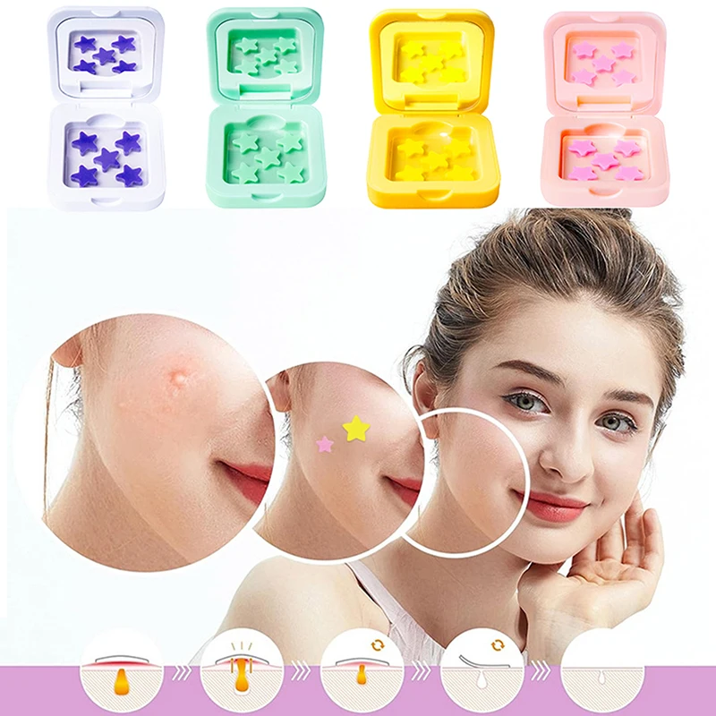 1Box Hydrokolloid Akne Patch Verblassen Reparatur Unsichtbare Akne Entfernung Aufkleber Concealer Make-Up-Tool Stern Mit Spiegel