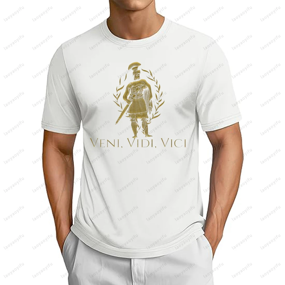Veni Vidi Vici - Julius Caesar Latin Quote Футболка с графическим принтом в древнем римском стиле Повседневная мода Уличная одежда в стиле Харадзюку Футболки