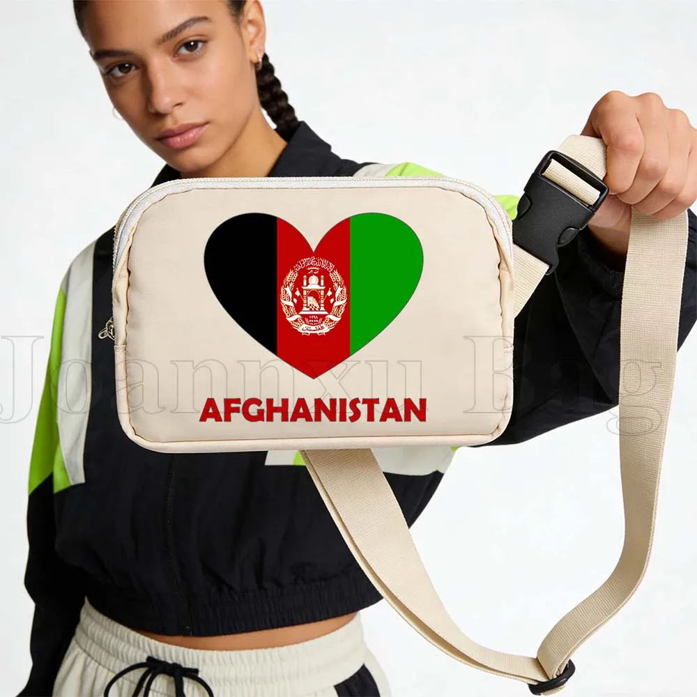 

Afghanistan Heart Flag Running Fanny Pack Belly Waist Bags Pouch Portable Mobile Phone Sport Waterproof Crossbody Wallets Pouchs