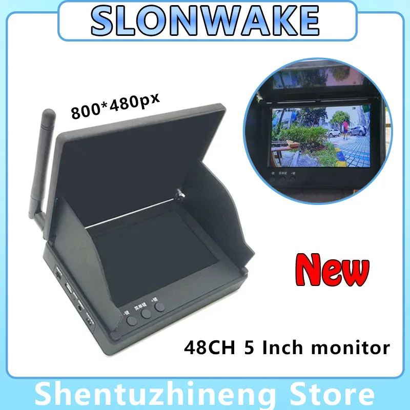 5.8G 48CH 5 Inch LCD fpv monitor 800*480 16:9 NTSC/PAL Auto Search Monitor Build-in Battery For RC Multicopter FPV Drone