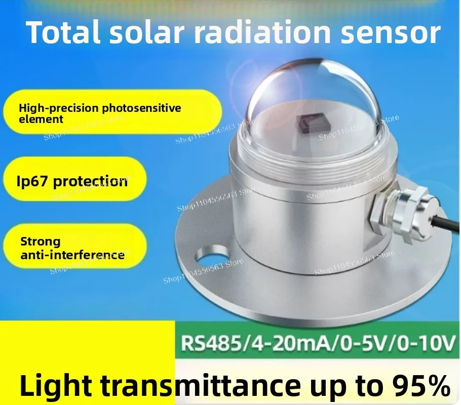 Photoelectric Total Solar Radiation Sensor Light Irradiance Monitoring Transmitter Meteorological Outdoor Backscatter Detector