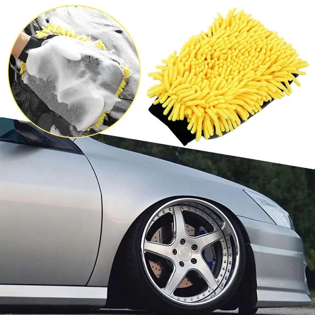 Guante de lavado de coche de Coral suave, manopla gruesa antiarañazos para lavado de coche, cepillo de detalles de encerado, herramienta de limpieza de coche G0D8