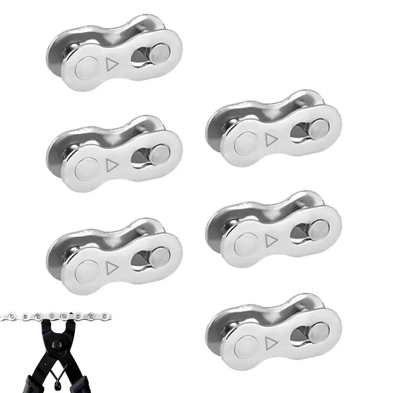 Bike Chain Quick Link Steel Quick Link Chain Link Connector 6pcs Heavy Duty Universal Chain Pin Joint Cycling Accessory Part