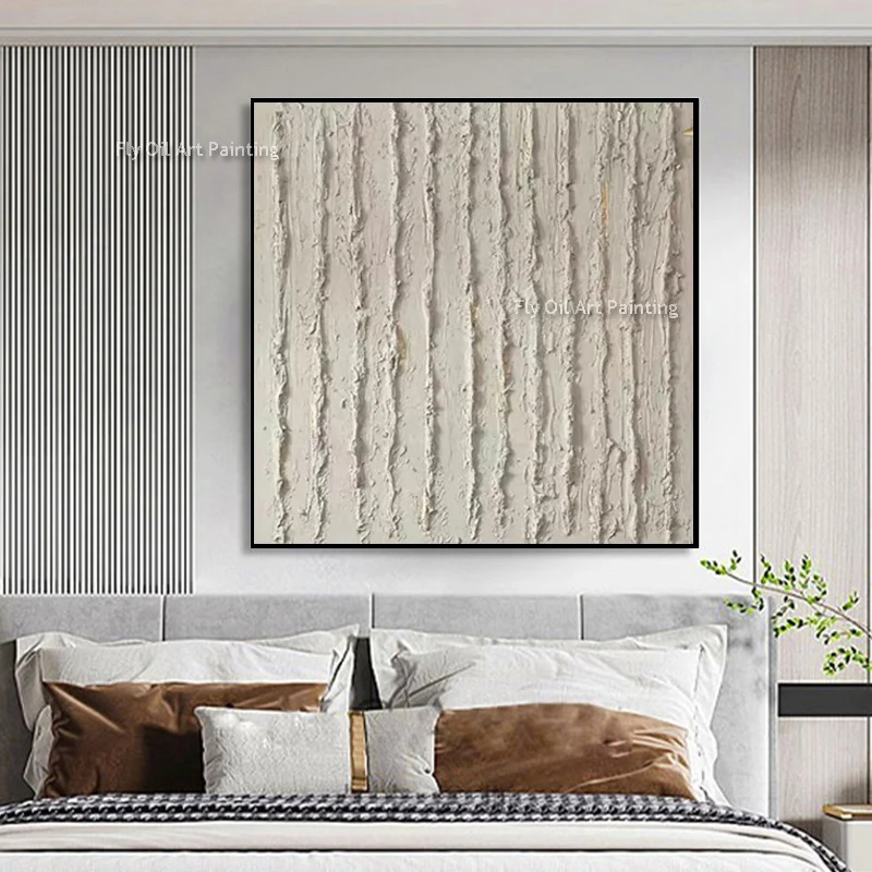 Handpainted Beige Points Canvas Wall Art Decor For Home Wall Art Decor Items New Simple Original Design Oil Painting As Gifts