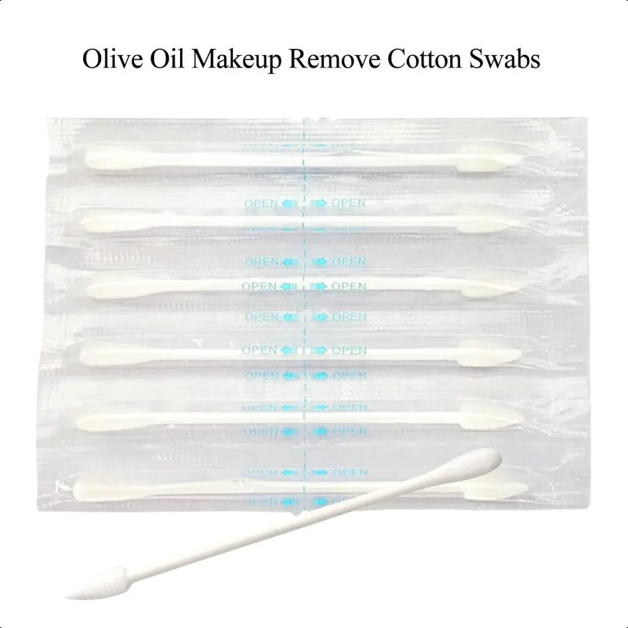 Olive Oil Makeup Remove Cotton Swabs Individually Wrapped Double Tipped Paper Sticks 100 Count Round Pointed End