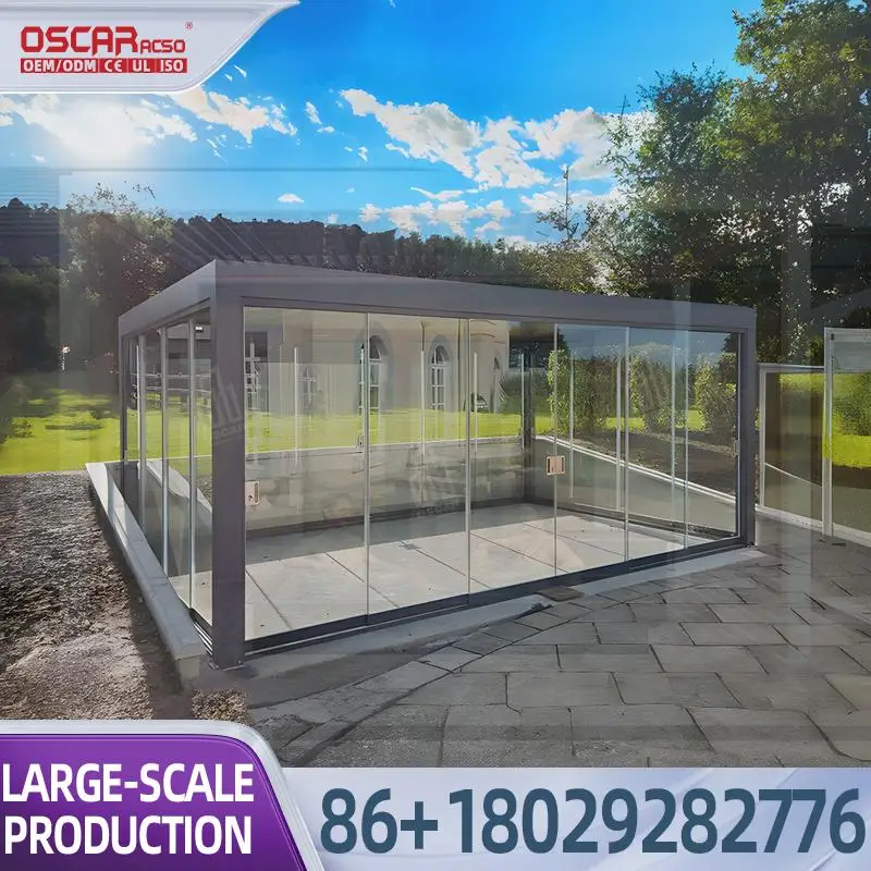 Louvered Aluminum Pergola Gazebo with Electric Covers Motorized Remote Control Luxury Rain Canopy for Garden Patio Backyard Snow
