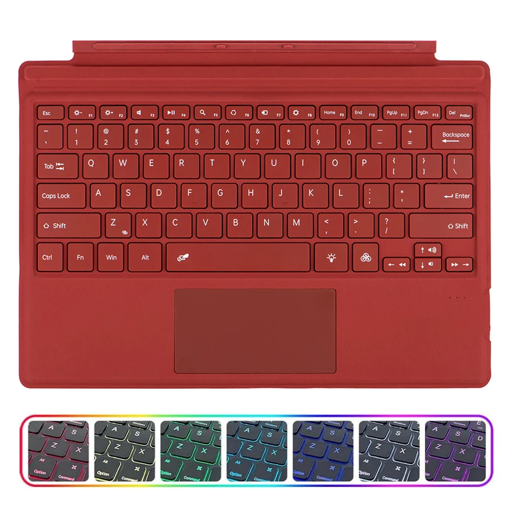 Touchpad Keyboard Wireless Magnetic Keyboard 7 Colors LED Backlit Trackpad Keyboard for Microsoft Surface Pro 3 4 5 6 7 Trackpad