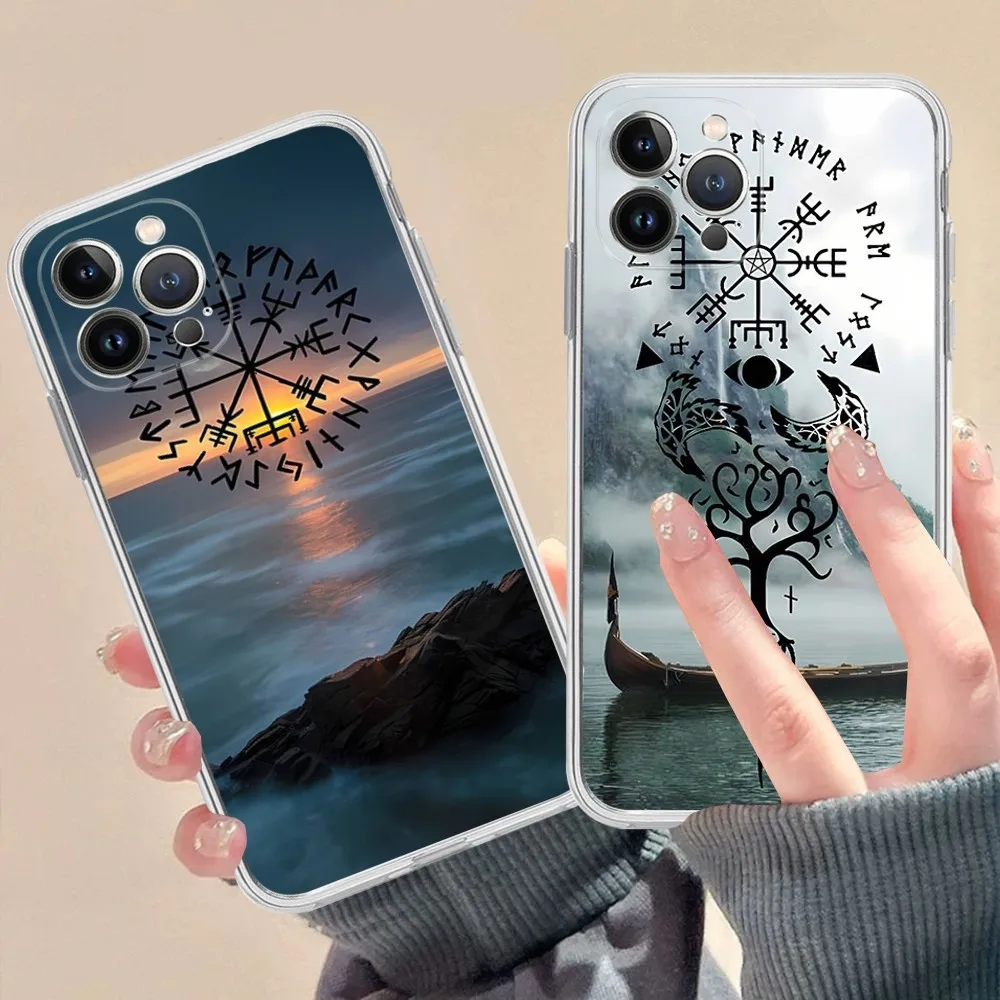 V-Viking Vegvisir Logo Phone Case For iPhone 15 14 13 12 Mini 11 Pro XS Max X XR SE 6 7 8 Plus Soft Silicone Cover