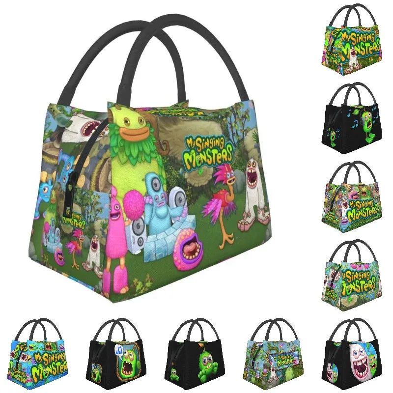 

My Singing Monsters Thermal Insulated Lunch Bags Women Cartoon Action Game Portable Lunch Tote Multifunction Meal Food Box