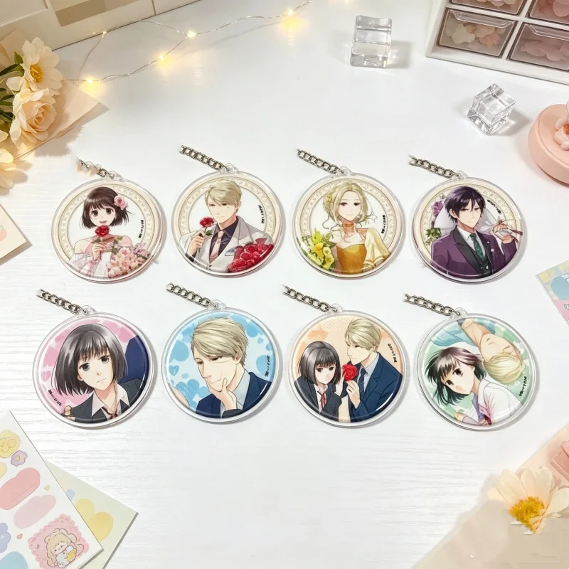 Bag Charm It's Disgusting to Call This Love 15CM Circle Acrylic Keychain Bag Pendant Ichika Arima,Rio Amakusa Acrylic Men Car