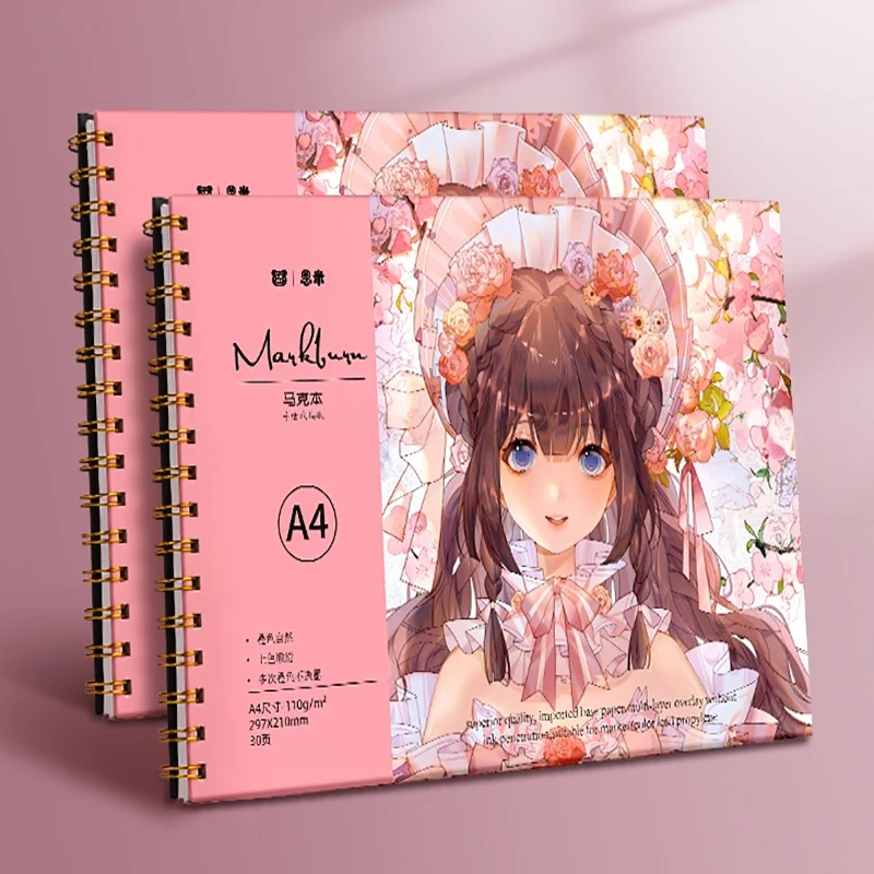 A4/8k Anime Thickened Mark Book Sketch Comic Blank Paper Notebook Hand-painted Drawing Student Art Supplies Stationery