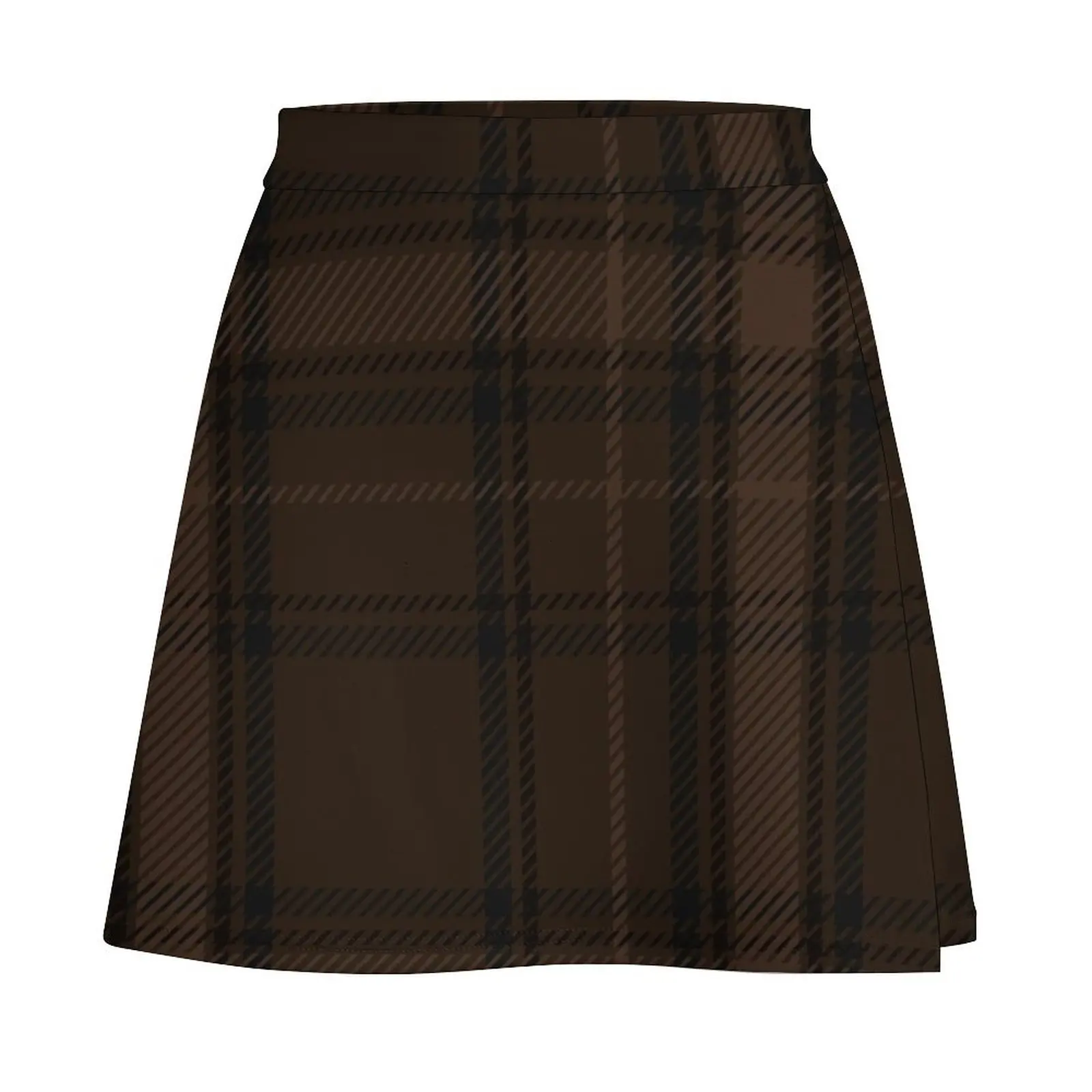 Dark Academia Plaid Tartan in Black, Taupe, and Coffee Brown Mini Skirt skirt for woman Summer skirt