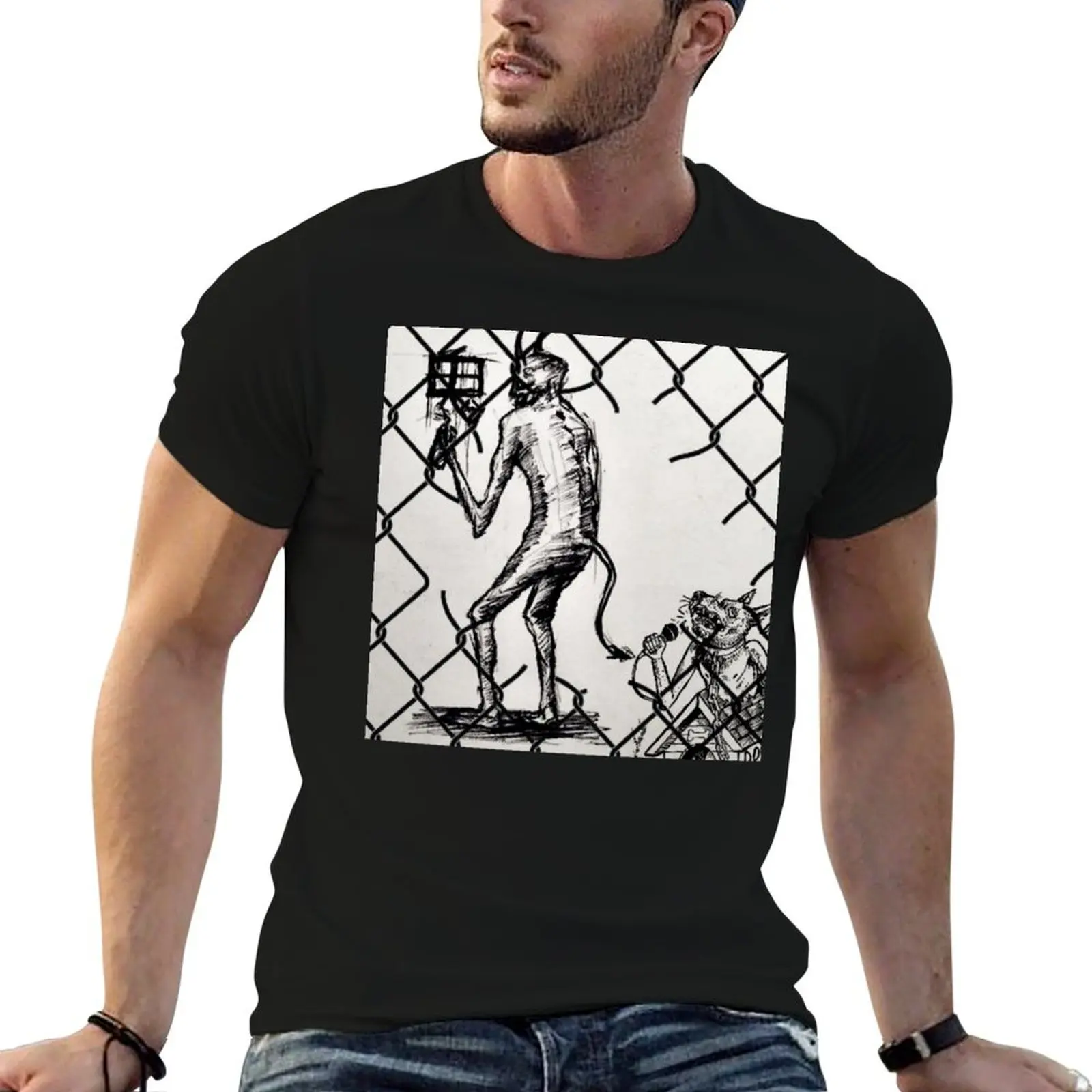 sadsixes chainlink artwork T-Shirt Casual Minimalist Short Sleeve Top