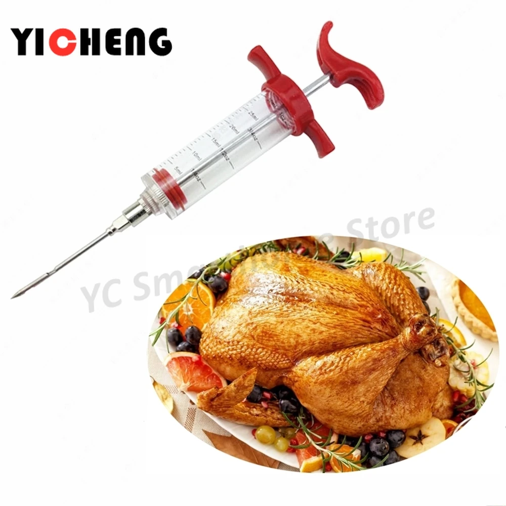 1Pcs Marinade Injector Seasoning Syringe Barbecue Sauce Syringe Needle kitchen gadgets ,good helper injection of barbecue sauce.