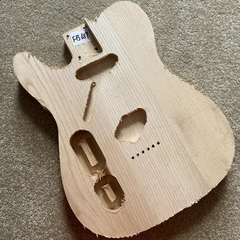 FB687 Left Hand Tele Electric Guitar in Solid Ash Wood Unfinished TL Guitar Body No Paints String Through Body DIY Replace