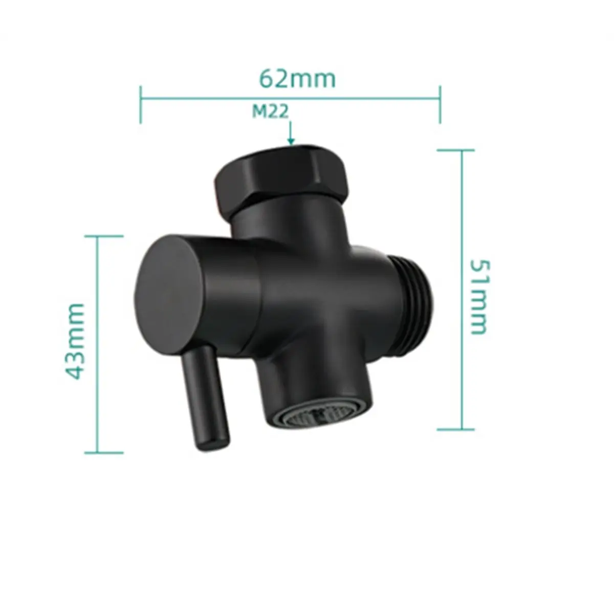 Y69A Brass Faucet Diverter Valve for Kitchen Sink Faucet Valve Splitter with Aerator Sink Hose Connector M22 to M24 Black