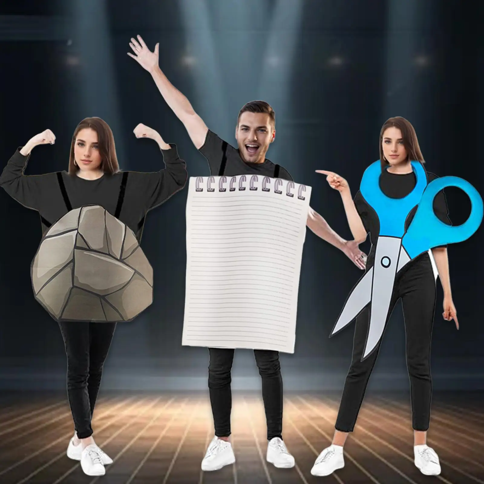 Rock Paper Scissors Costume Set Halloween Props, Dress up Cosplay Suit for Parties, Masquerade, Birthday, Performance Supplies