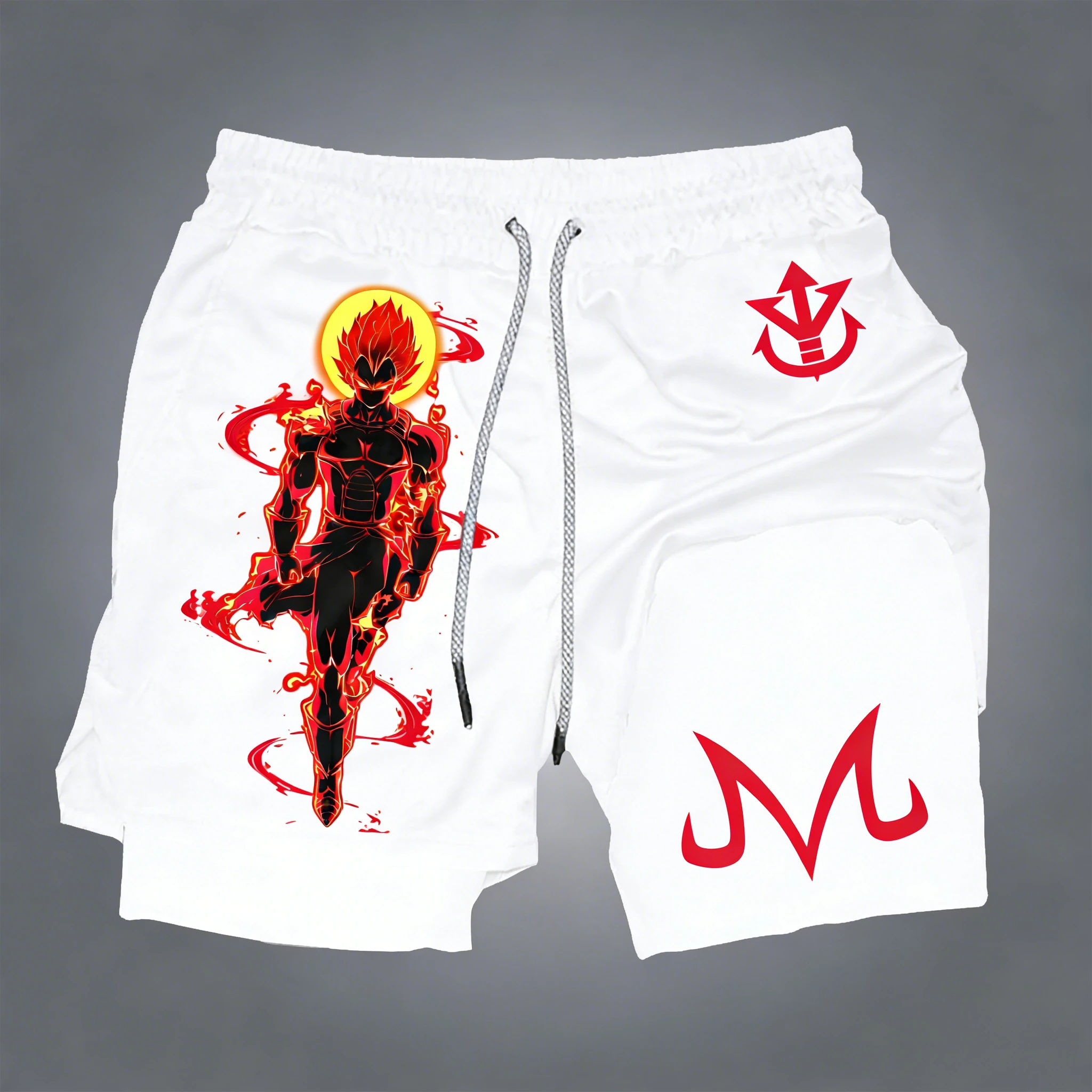 

Двухслойные шорты Bandai Dragon Ball Goku с принтом, свободные мужские и женские летние впитывающие пот и дышащие спортивные шорты