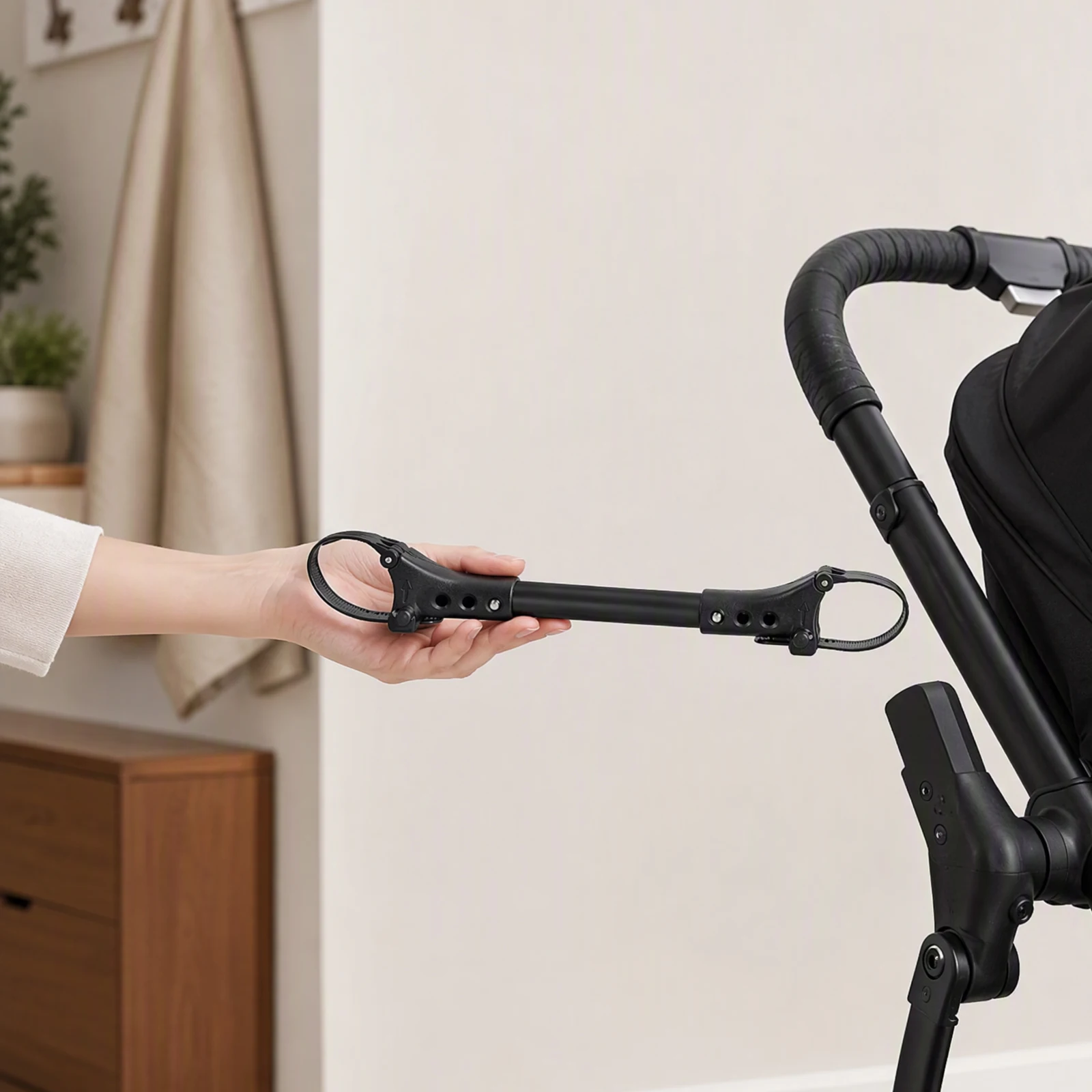 Adjustable Twin Stroller Connector 3-Level Universal Double Buggy Coupler Bar Aluminum Alloy Nylon Strap Baby Pushchair Link Kit
