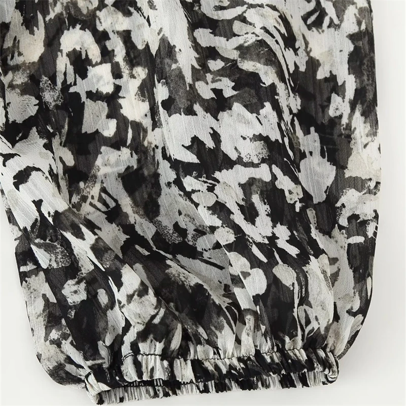 KEYANKETIAN Herbst Neue frauen V-ausschnitt Rüschen Rand Layered Lange Ärmeln Graffiti Print Mit Taille Gürtel Mini Slim Fit Kleid