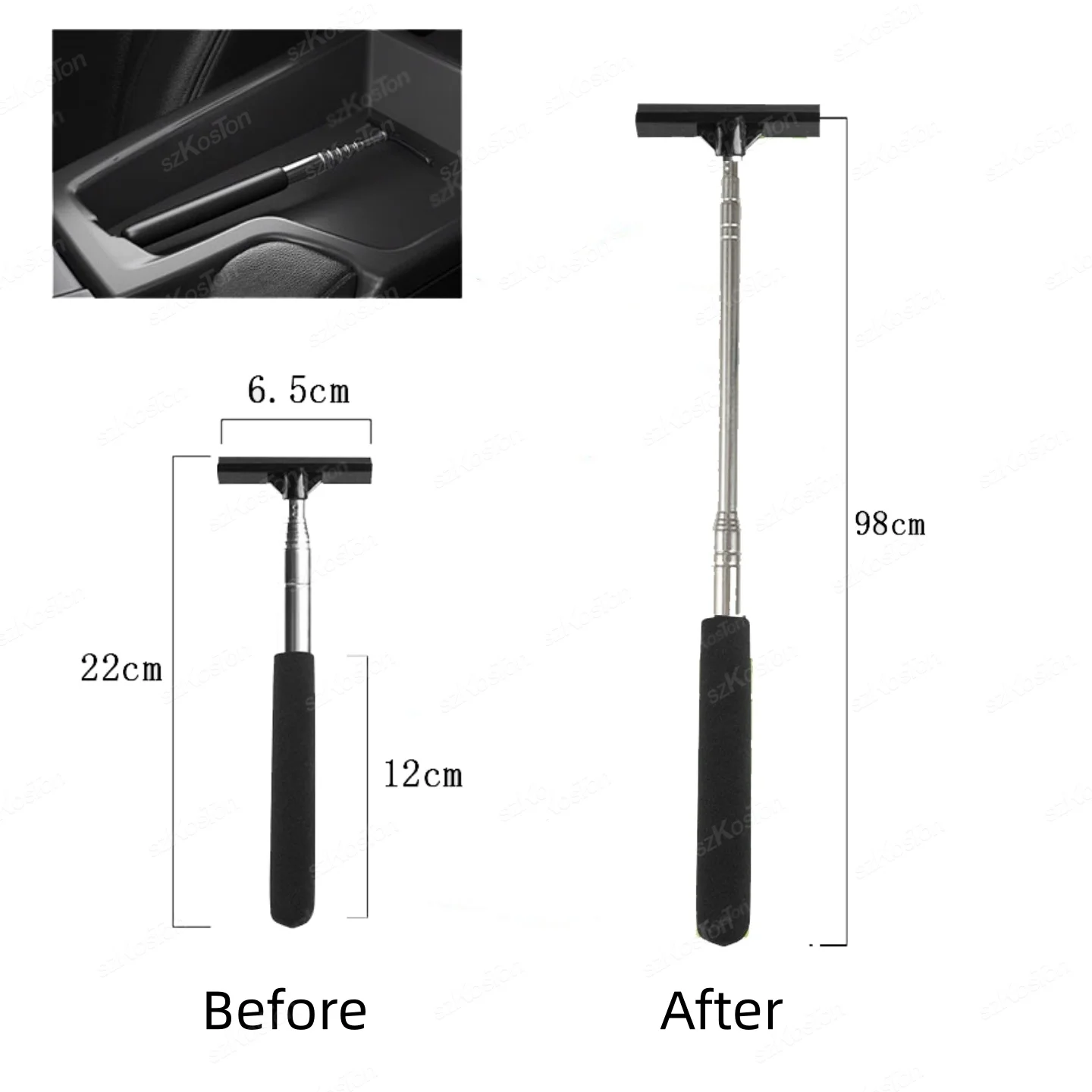 سيارة مرآة الرؤية الخلفية ممسحة تنظيف أداة السيارات الزجاج ضباب نظافة مكشطة اكسسوارات السيارات مقبض تلسكوبي نافذة تنظيف فرشاة #6