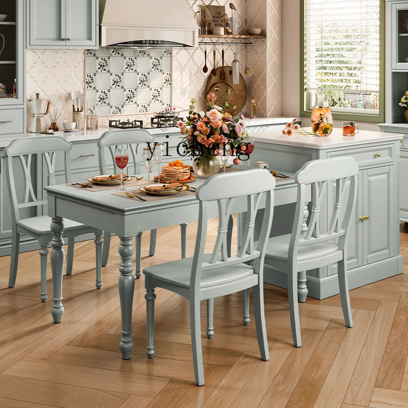 

LX solid wood dining table household small apartment dining table dining stool