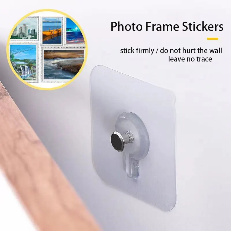 6Pcs Screw Stickers Punch Free Non Marking Photo Frame Holder Rack Wall Decoration Hanger Self Adhesive Wall Picture Hook