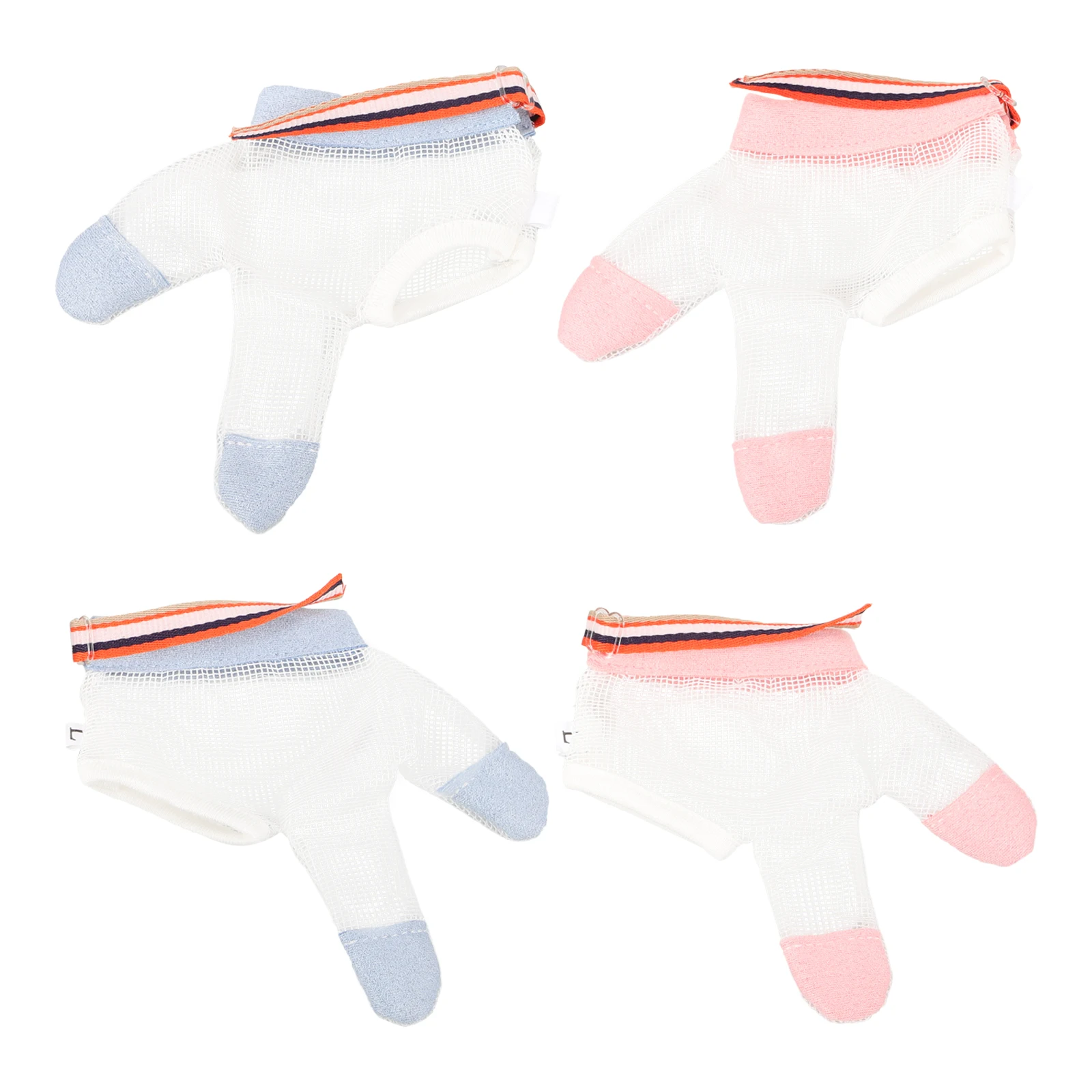 

2 пары перчаток против еды, детские защитные варежки, размер L, синие, красные, корректирующие дышащие нейлоновые перчатки в горошек