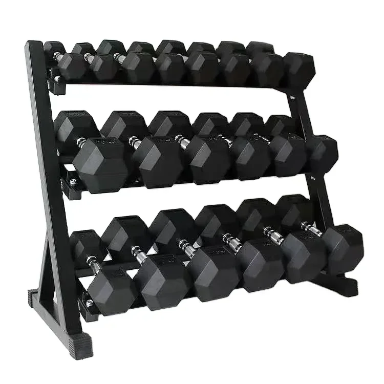 Hex Dumbbell Rack Stand Fitness Gym Equipment Storage Hex Round Dumbbell Set Metal Barbell Rack Placement Table Shelves for Home