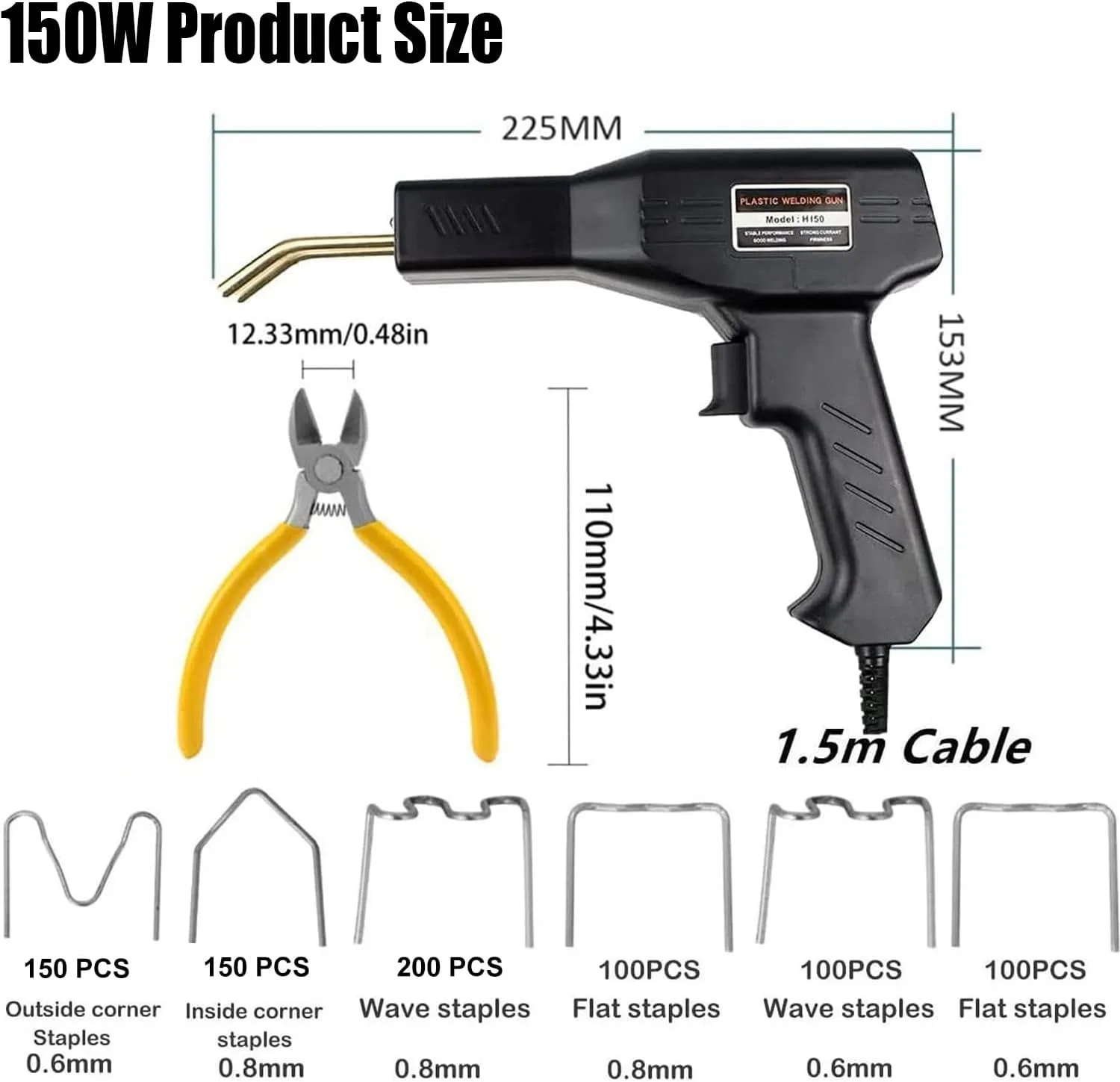 Corotc Portable 500W Plastic Weld g un Kit LED 200Pcs Staples 110V/220V Car Bumper Repair PVC/Nylon Welding New Condition