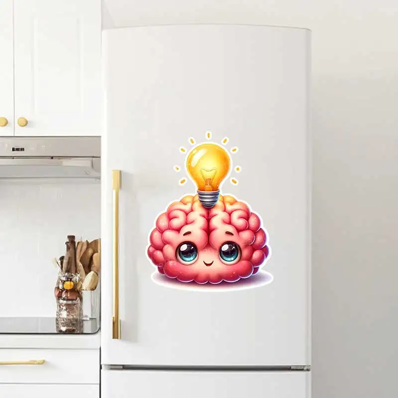 Cute Brain Art Wall Stickers Decals for Bathroom Toilet Living Room Cabinet Fridge - Home Decorative Mural Stickers AA42