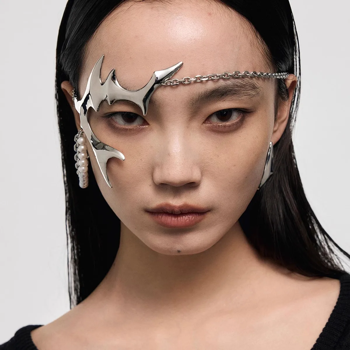 

CyberPunk Cosplay Irregular Gothic Mechanical Alien Fluid Face Earring lip For Women Men Exaggerated styling Party Stage Jewelry