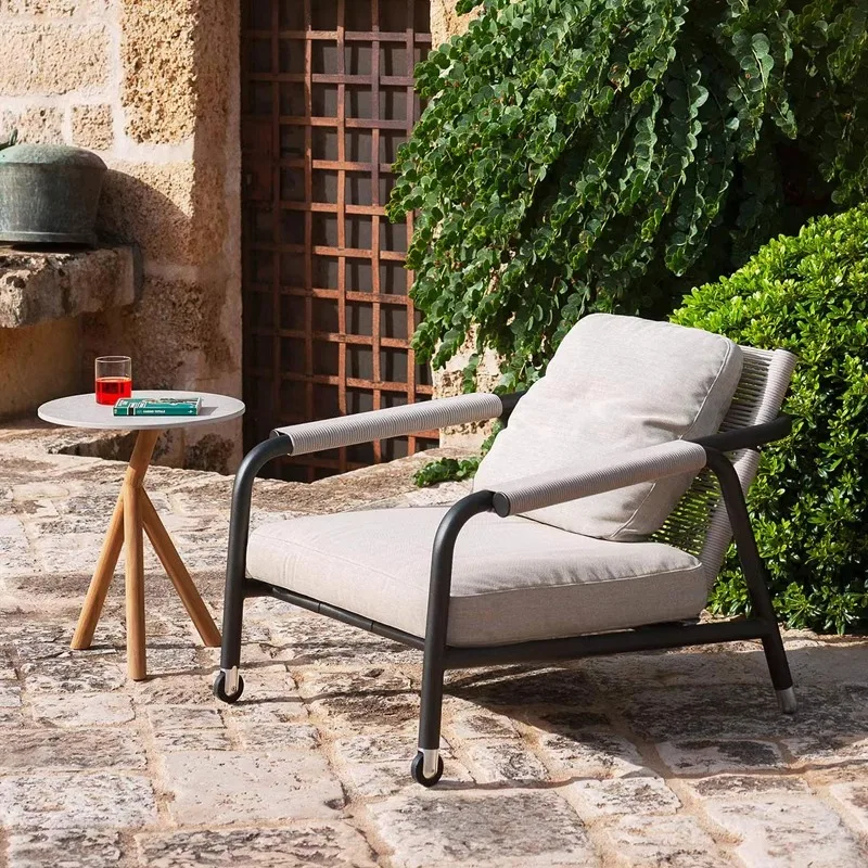 Outdoor Rattan Balcony Small Sofa Garden Courtyard Rainproof Coffee Table Combination Creative Rattan Chair Outdoor Furniture