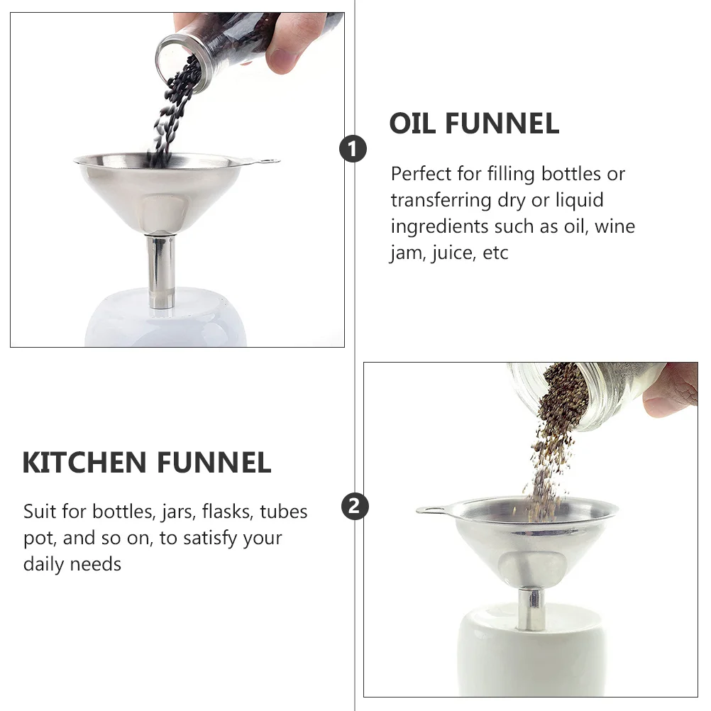 

3Pcs Stainless Steel Kitchen Funnel Set Oil Wine Liquid Transferring Funnels Home Use Filling Bottles Jars