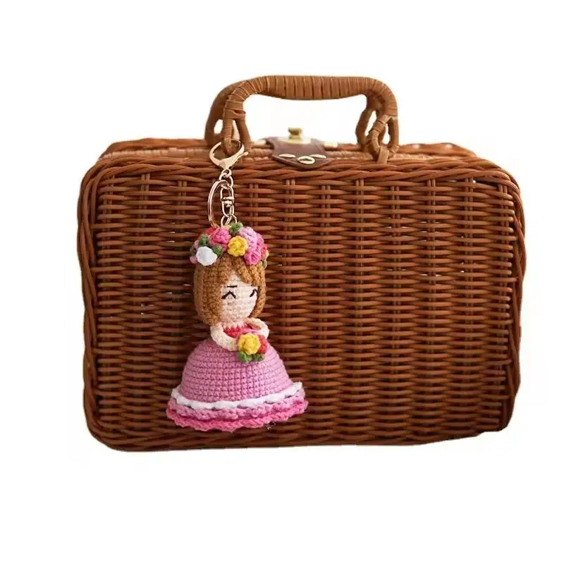 Handmade Crochet Cross-Dressing Bride Doll Finished Knitted Hand Bouquet Crochet Knitted Doll Table Decor Wedding Companion Gift