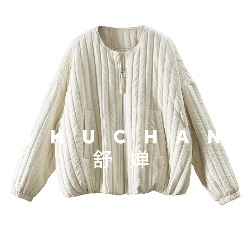 

Design Loose Zipper Vertical Strip Warm Cotton Clothes Short Jacket Women's 6T19 Casacos Femininos Inverno 2025