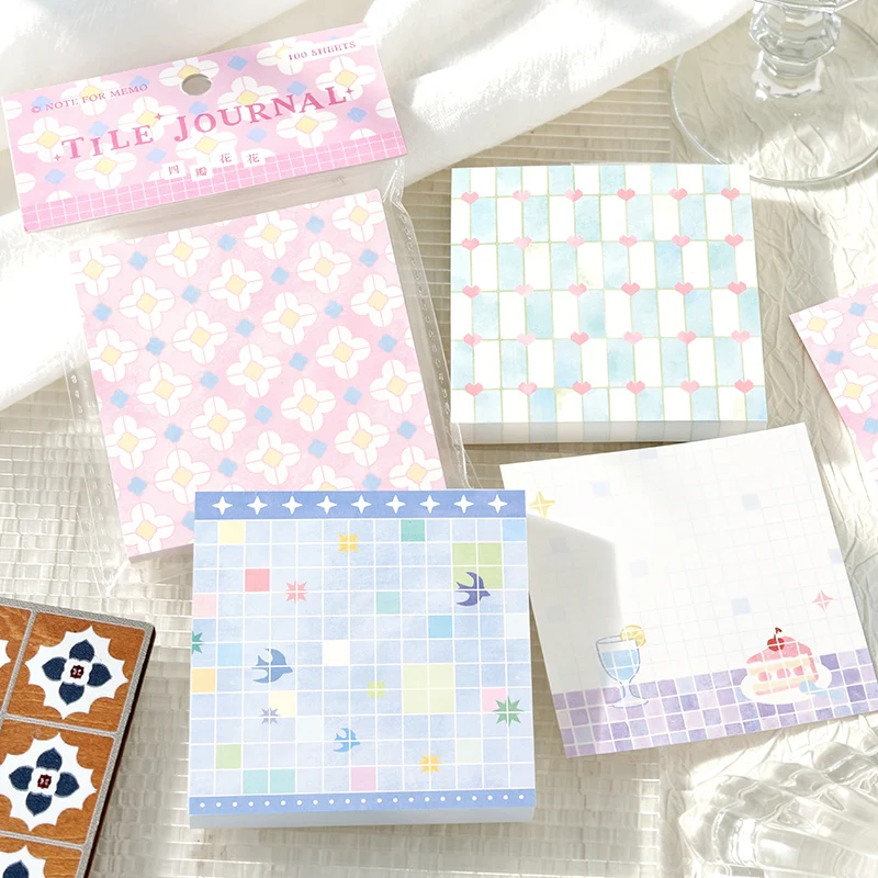 

100sheets Brick Diary Series Ins Tearable Message Notes DIY Scrapbooking Material Background Decoration Craft Paper