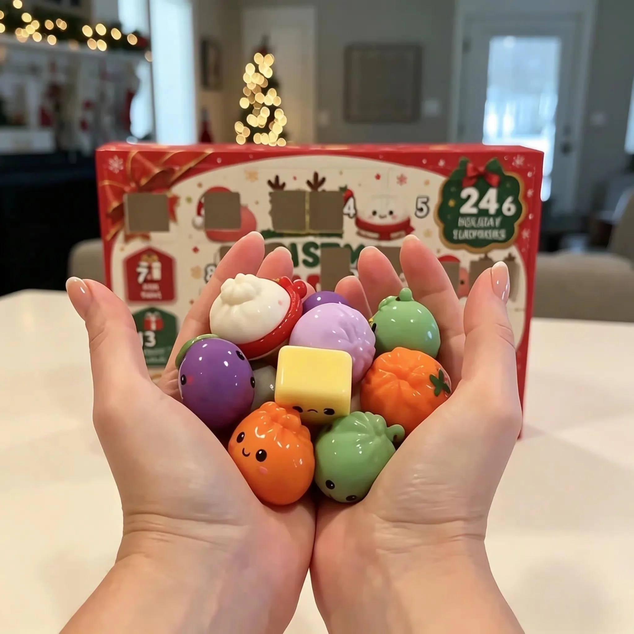 //Christmas Advent Calendar 24 Days Countdown Dumpling Squishy Toys Slow Rising Squeeze Fidget Sensory Decor Holiday Gift