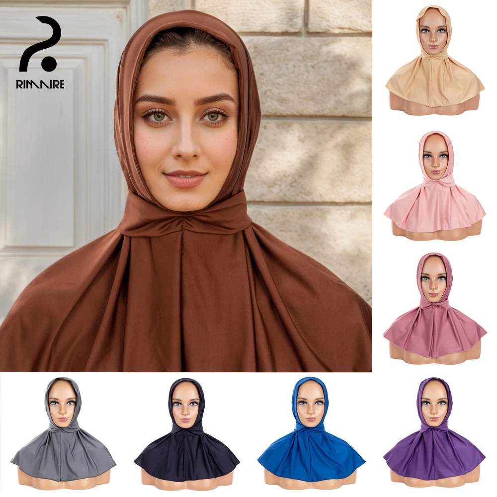 

Fashion Muslim Instant Hijab Newest Inner Undercap Solid Women Headscarf Convenient Turban Shawl Wrap Ladies Headscarves RIMAIRE