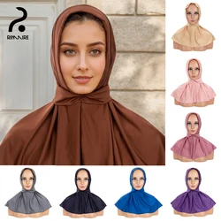 Fashion Muslim Instant Hijab Newest Inner Undercap Solid Women Headscarf Convenient Turban Shawl Wrap Ladies Headscarves RIMAIRE